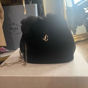 Brand new in box Jimmy Choo Faux Fur Black & Gold Bucket bag Sold out